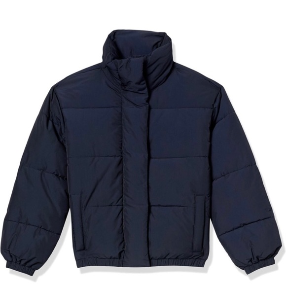 Amazon Essentials Women's Relaxed-Fit Mock-Neck Puffer Jacket-Daily Ritual Navy - Picture 4 of 7